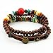 November's Chopin (TM) Unique Metal Pendant Wood Beads Leather Adjustable Wrap Bracelet