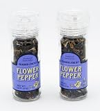 Trader Joe's Flower Pepper with Built-in Grinder: Black Peppercorns with Calendula, Lavender, and Cornflower Petals - 2 Pack