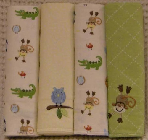 Just Born 4-Pack Flannel Receiving Blankets - Animal Adventure