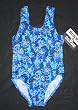 Girls 1 PC T-Back Racer Back - Turq/Navy w/Royal Flowers