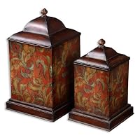 COLORFUL FLOWERS, CANISTERS, S/2
