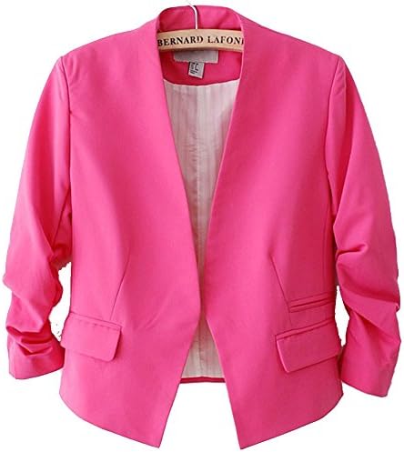 Fiveman Women's Folding Sleeve Office Blazer Lady Slim Suit