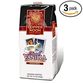 Copper Moon French Vanilla Coffee, Ground, 12-Ounce Bags (Pack of 3)