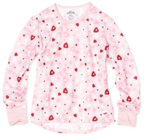 Hot Chillys Youth Midweight Print Banded Crew (Heart Dance Print, Medium)