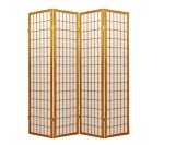 Asian Furniture - 6ft. Window Pane Japanese Shoji Privacy Screen Room Divider - 4 Panel Honey