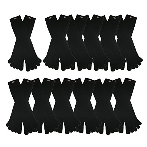RSG Hosiery Men's & Women's Toe Socks 12-Pack (Black, Crew)