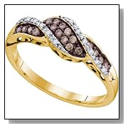0.21 Carat Chocolate Brown And White Diamond 10K Yellow Gold Womens Ladies Wedding Anniversary Fashio