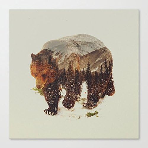 Nagoul Abstract Canvas - Wild Grizzly Bear - Wall Art Paintings on Canvas for Wall Decoration Modern Painting Wall Decor 12" x 16"