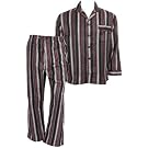 Mens 100% Cotton Striped Brushed Long Sleeve Top & Trouser Nightwear Pyjama Set