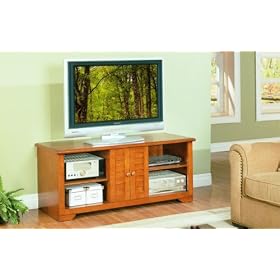 Oak Finish Wood Plasma LCD Flat Panel TV Stand