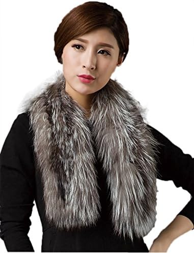 AORUI Women's Real Fox Fur Winter Thick Wraps Gray OneSize