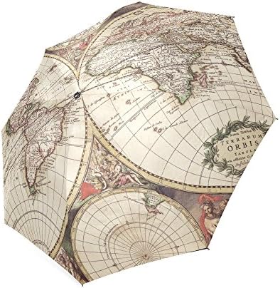 Old Maps Of The World Folding Rain Umbrella/Parasol/Sun Umbrella