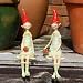 Set Of Two Sitting Strawberry Pixie Garden Ornaments In Coloured Resin