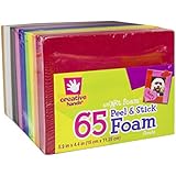 Peel & Stick Foam Sheets 5.9-Inch-by-4.43-Inch 65-Pack, Rainbow Colors