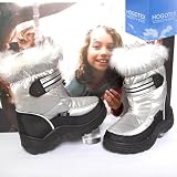 HOGOTEX Outdoor Boots Snowboots für Mädchen Kinderschuhe Winterstiefel mit HOGOTEX Klima-Membrane mit lustigem Fellbesatz silber
