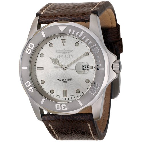 Invicta Men's 0008-IS464 Pro Diver Collection Brown Ostrich Leather Watch