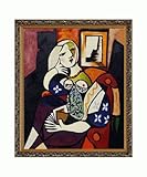 Art Reproduction Oil Painting - Picasso Paintings: Woman with Book with Torsion Frame - Patterned with Antique Gold Finish - 24