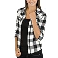 Juniors' Mossimo Supply Co. Boyfriend Flannel Top - White/Black Buffalo Check