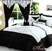 7 Pieces Black and White Micro Suede Comforter Bed-in-a-Bag Set Queen Size