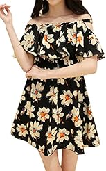 Sexy Floral Print Off the Shoulder Chiffon/Elastane/Polyester  Dress