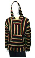 Unisex Jerga/ Baja/ Mexican Blanket Woven Hoodie Hooded Poncho Jacket