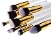 Unimeix 10 pcs Premium Synthetic Kabuki Makeup Brush Set Cosmetics Foundation Blending Blush Eyeliner Face Powder Brush Makeup Brush Kit (White Golden)
