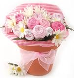Garden Pot Baby Clothing Bouquet – PINK for GIRLS – More Practical for New Moms Than Real Flowers – Unique Shower Gift Idea