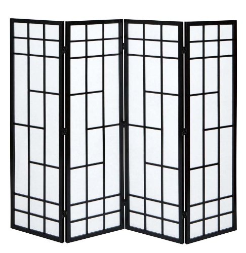 KOEKI 和風衝立4連 JP-N500-4(BK) ブラック JPN5004BK