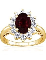 18K Yellow Gold Oval Cut Ruby Ring With Sidestones