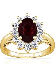 14K Yellow Gold Oval Cut Ruby Ring With Sidestones