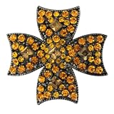 Orange Cross Rhinestone Pin Brooch