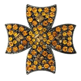 Orange Cross Rhinestone Pin Brooch by Pugster