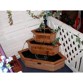 Alpine BAR112 Three Tier Wooden Corner Fountain Red from Garden Fountains