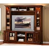 IMAGE OF Contemporary Merlot Oak Finish Entertainment Center TV Stand