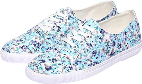 SNRD-109 Elegant Flower Printed Pattern Canvas Sneakers Blue Women 6