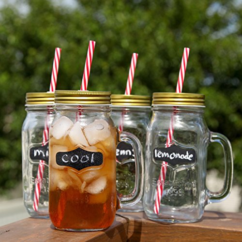 Large Mason Jar Mugs Drinking Glasses With Handle 24 Oz. Pack Of 4