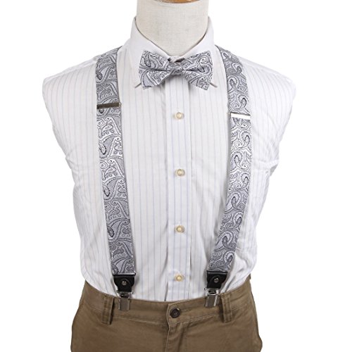EFCB.02 Fine Pattern Extendable Microfiber Y-Back Suspender With Match Mens Bowtie For Mens By Epoint