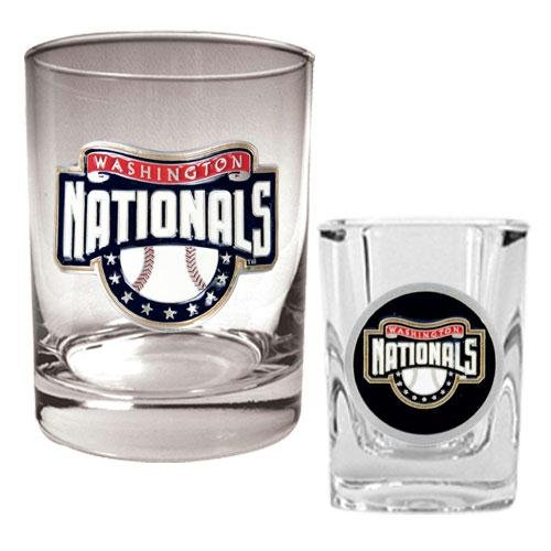 MLB Washington Nationals Rocks Glass & Square Shot Glass Set - Primary Logo