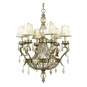 AF Lighting 7519-6H Coronation Candle Base Chandelier, Aged Gold with Gold Glass, Beads, and Ivory... by 