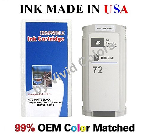 New compatible #72 ink cartridge for HP Designjet T610/620/770/1100/1200- Matte Black(C9430A)