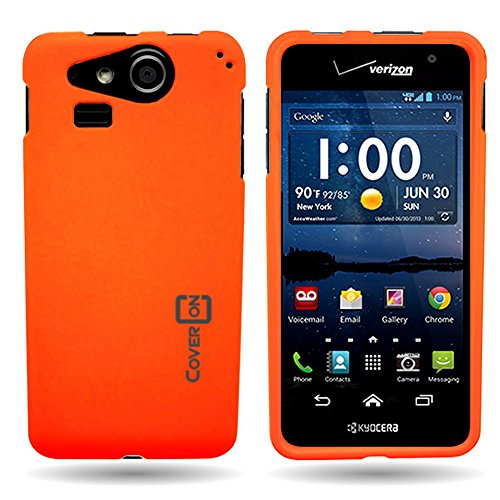 CoverON® Hard Rubberized Slim Case for Kyocera Hydro Elite - with Cover Removal Pry Tool - Neon Orange CoverON® Hard Rubberized Slim Case for Kyocera Hydro Elite - with Cover Removal Pry Tool - Neon Orange