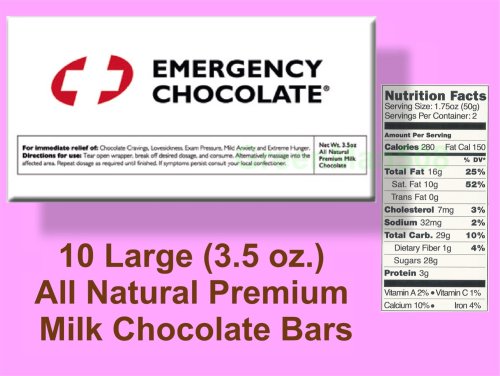Bloomsberry Emergency Milk Chocolate - Ten 3.5 oz. Bars