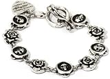 Ed Hardy By Christian Audigier: Skull and Rose Double Sided Link Bracelet in Stainless Steel