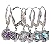TRUSUPER Jewelry Silver Lever Back Clear Cubic Zirconia Gemstone Halo Dangle Earrings