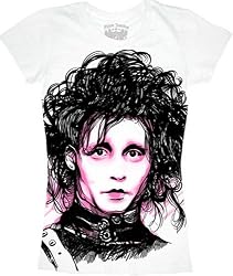 Edward Scissorhands Big Face Airbrush Junior White T-shirt Tee