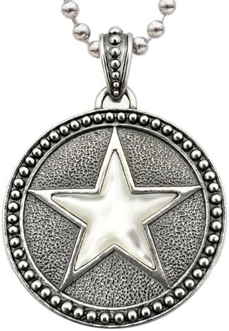 Controse - THE PENTACLE - Blackened Stainless Steel Encircled Star Pendant Necklace - Pendant Size: W: 1.34" H: 1.34" - Chain Length: 32"