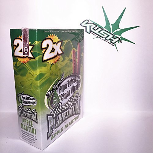 Double Platinum Wraps 2x Apple Martini Flavor Box of 25 Packs - Limited Edition Kush Sticker