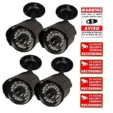 VideoSecu 4 Day Night Vision CCTV Security Cameras 30 Infrared Leds with Free Warning DeCals A46