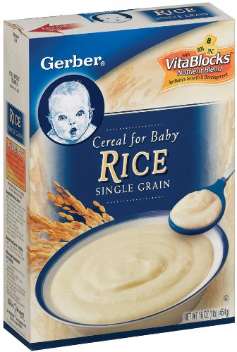 Gerber Cereal, Rice Single Grain with VitaBlocks, 16-Ounce Boxes (Pack of 6)
