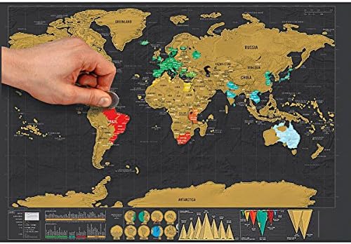 Scratch Map--Scratch Off Deluxe World Map Large Black & Gold Deluxe Edition Poster for Travel Vacation (32.4823.39in)